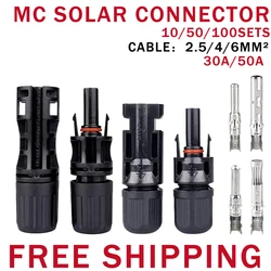 10/50/100Sets Solar Connector Plug 30A 50A 1500V for Solar Panel Connector UV Resistant Mainland China MC Cable 2.5/4/6mm²