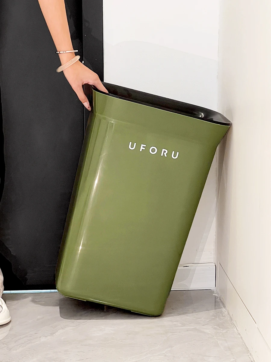 

No-Bend Kitchen Tra Can Large Capaci Home Use 2025 New High End Batoom Sanitary Buet Long Tub ape Manual Opening