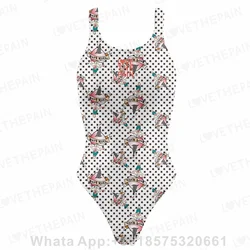 2023 New Love The Pain One Piece Swimsuit Women Wide -shoulder Strap Swimwear Bathing Outdoor Sports Training Suit Bodysuit