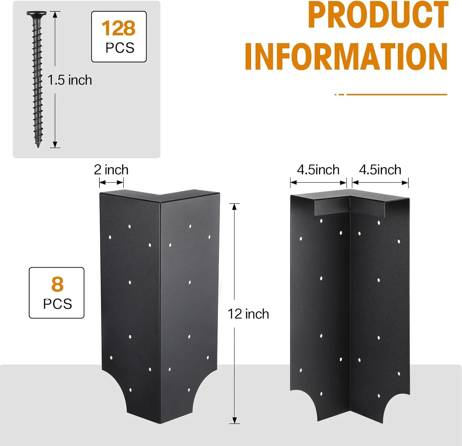 Outdoor Vegetable Garden Metal Black Raised Bed Brackets with 128 Screws, Rust Resistant