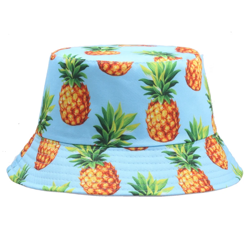 Unisex Pineapple Print Bucket Hat Two-sided UV Protection  Fisherman For Men Women Hats Foldable Travel Beach Street Casual Hats