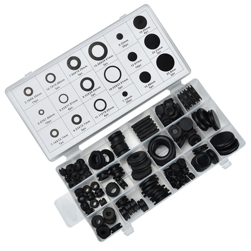 

125pcs Rubber O-Ring Assortment Set Durable Sealing Grommets For Cars Marine Rv Wiring Waterproof Gasket Kit Electrical Plumbing
