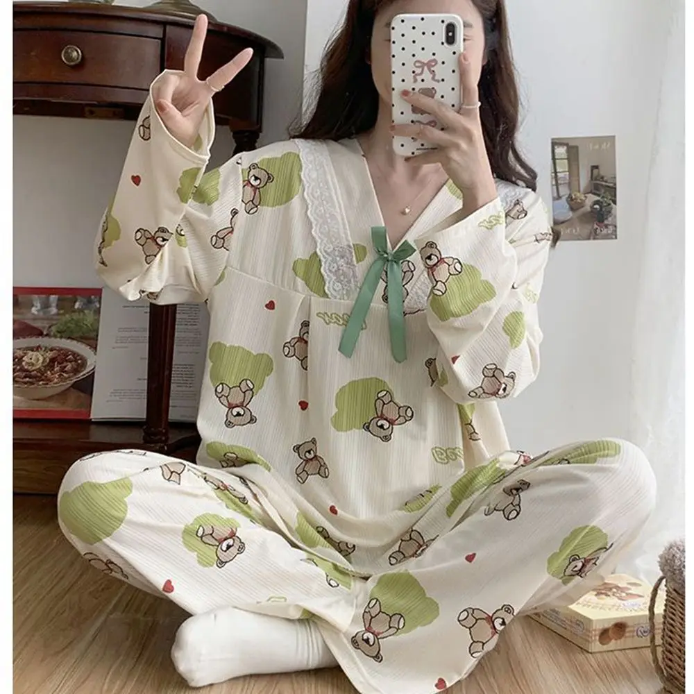 Plus Size 5XL 140KG Autumn Women\'s Pajamas Set Sleepwear for Sleeping Pyjamas Women Lingerie Korea set Women\'s Home Clothes