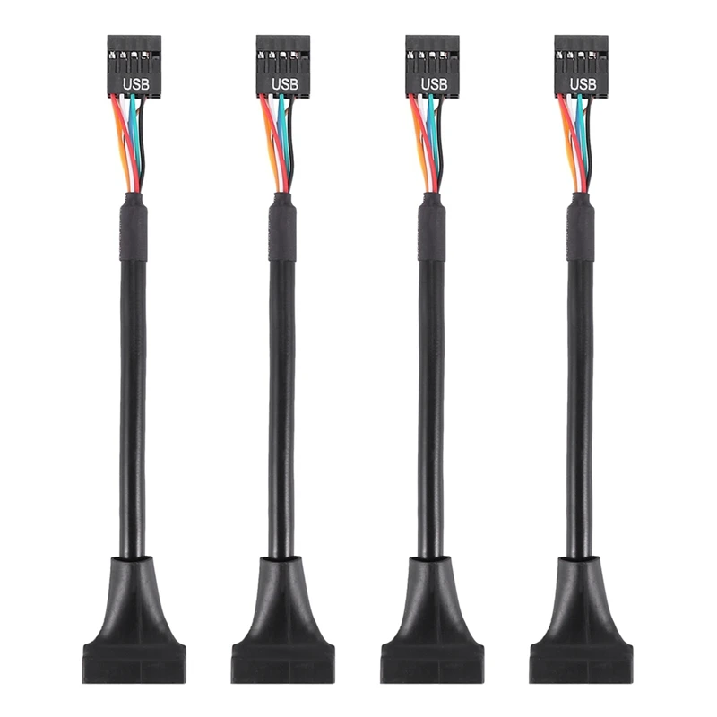 Quente ttkk 4x preto usb 2.0 9 pinos fêmea para usb 3.0 20 pinos macho cabo adaptador conector