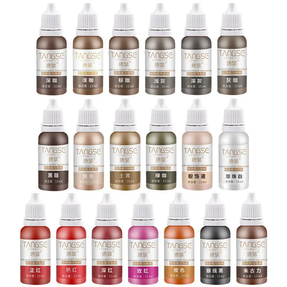 

15ml Practice Tattoo Ink Set Permanent Makeup Eyebrow Lips Eye Line Tattoo For Semi Permanent Makeup Eyebrows Lips Tint Consumab