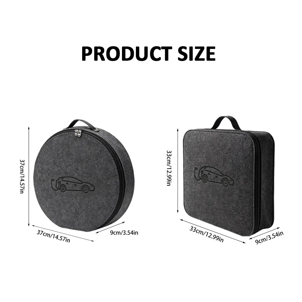 EV Car Charging Cable Storage Carry Bag For Electric Vehicle Charging Cable Bag Shockproof Round Square Car Accessories
