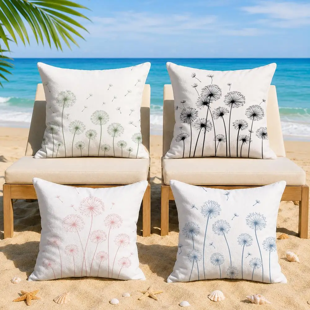 Dandelion Pattern Cushion Cover Short Plush Soft Double-Sided Printing Pillow Case Cozy Sofa Bedroom Home Decor Gift