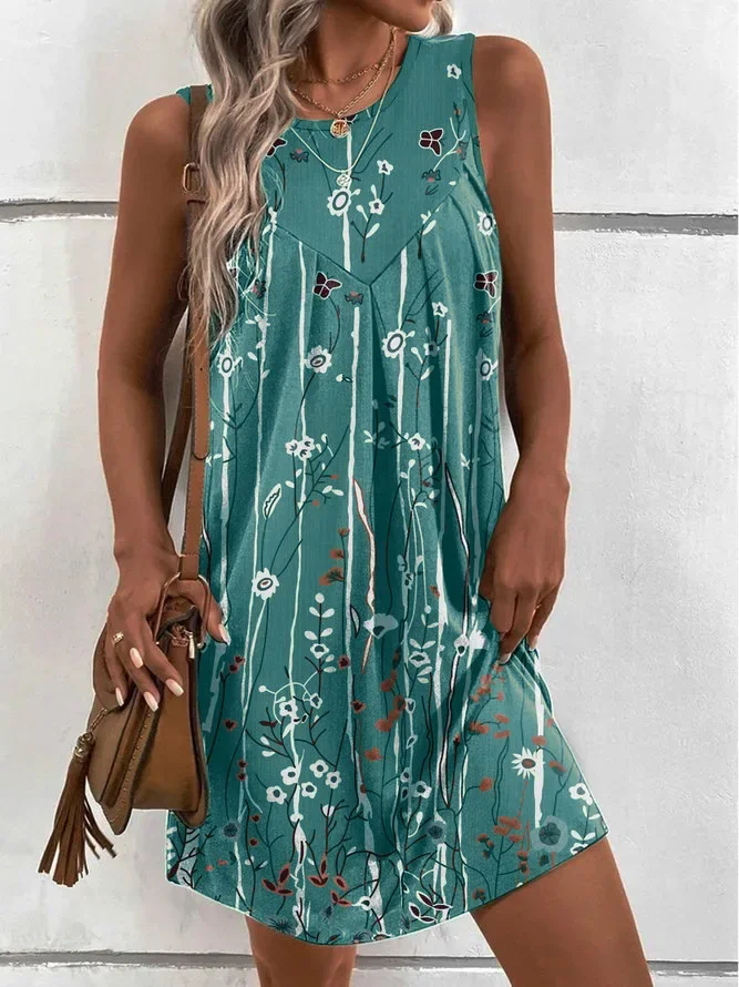 Vestido playero informal de verano para mujer, ropa holgada con estampado Floral, talla grande, S-4XL de gran tamaño, 2023