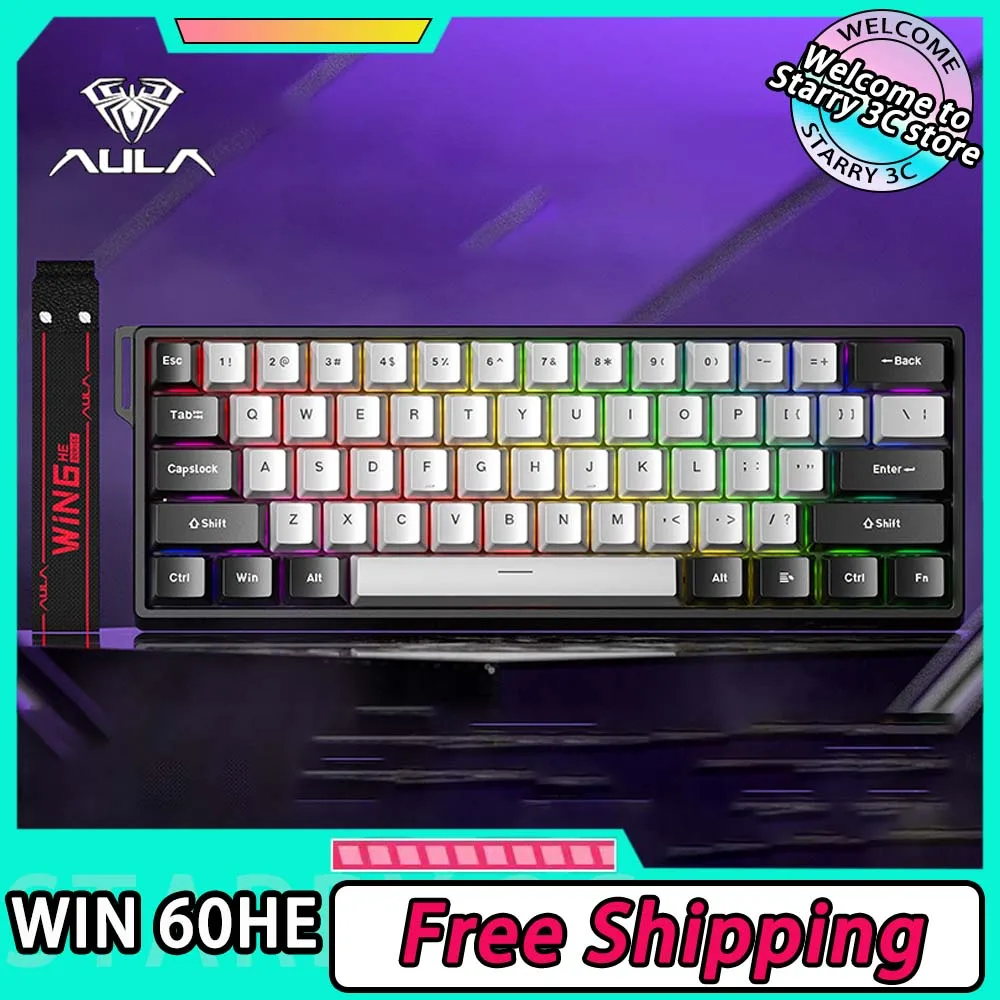 AULA Win60 Win68 HE Magnetic Switch Mechanical Keyboard Wired Keyboard Custom 8000Hz Polling Rate RT0.02 SOCD For Gamer Valorant