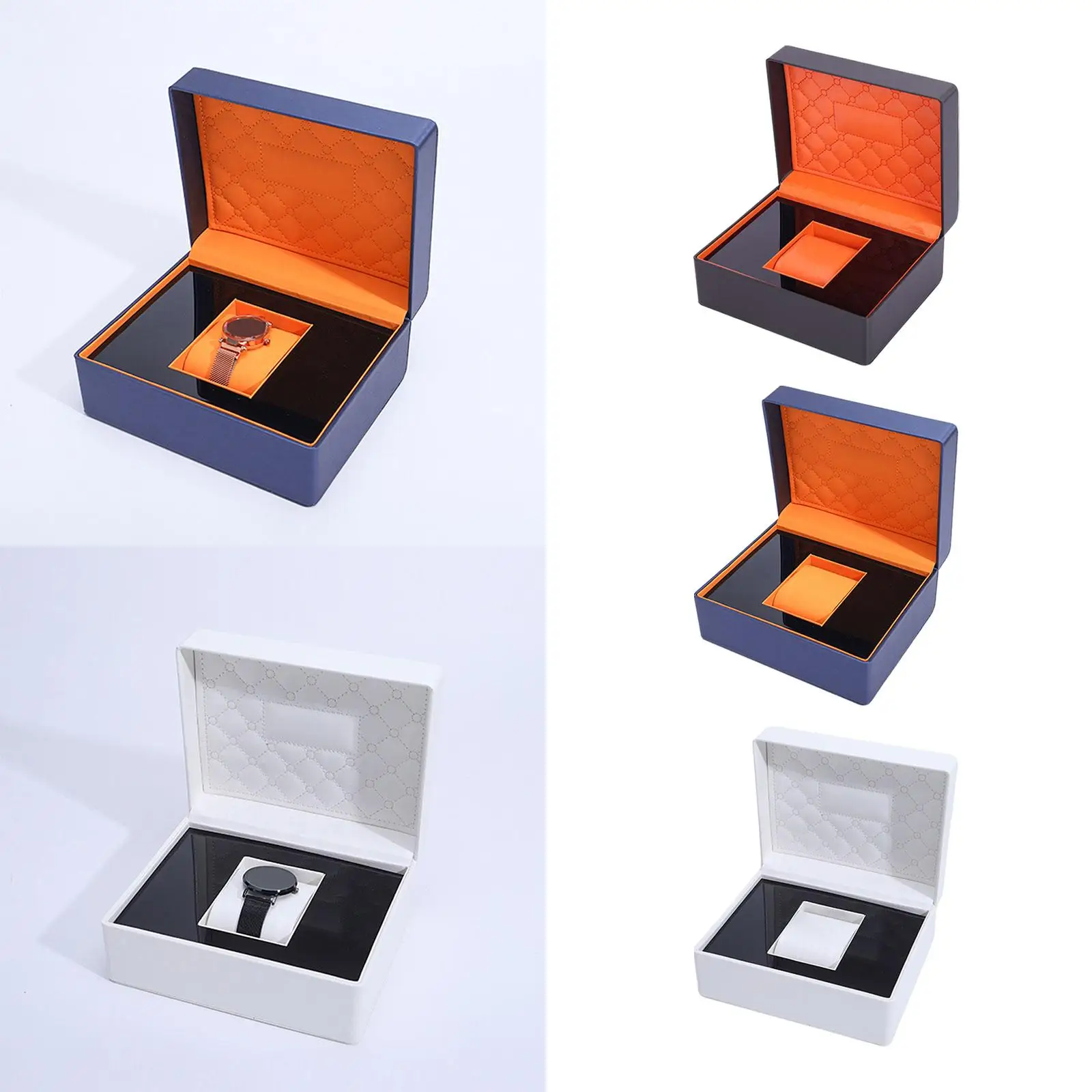 Caja de almacenamiento para reloj individual, soporte para pulsera, cuero PU de lujo para reloj de hombre