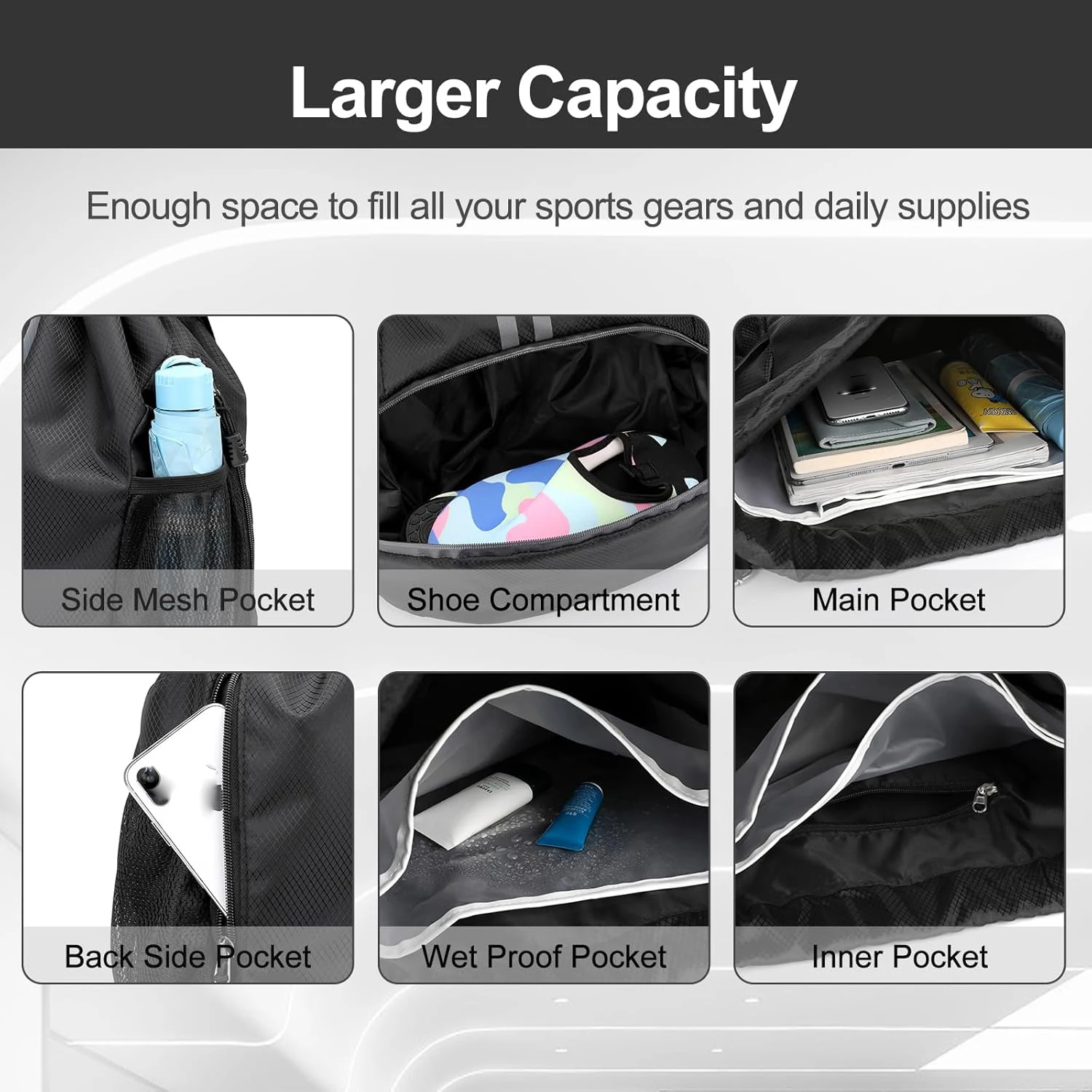 Sport Kordel zug Rucksack Tasche mit Schuh fach nass Proof Tasche für Frauen Männer große Kapazität String Swim Gym Sackpack Tasche