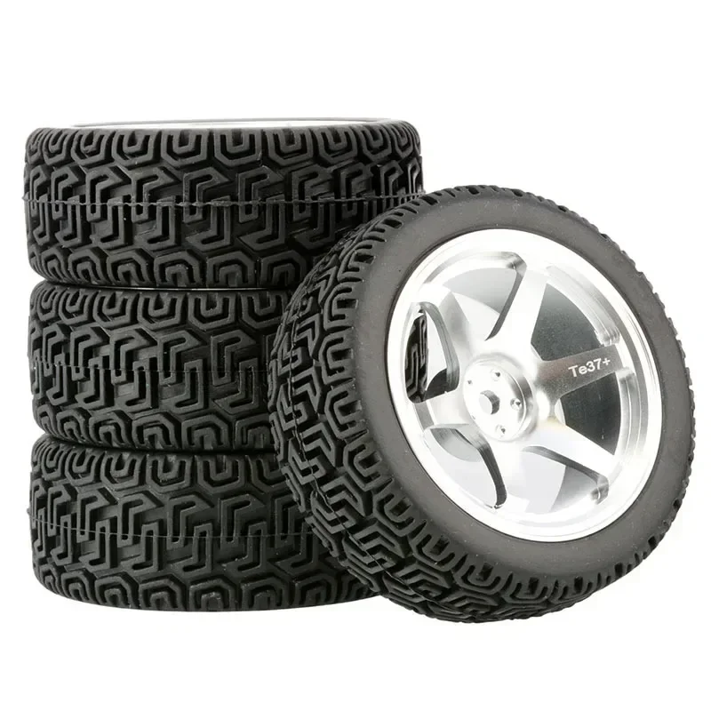 

4Pcs Racing Tires Tyre Metal Wheel Rim 4Pcs For RC 1/10 On-Road Car HSP 94123/94103/94122 D4/D3 FW06 WL144001 MJX16207