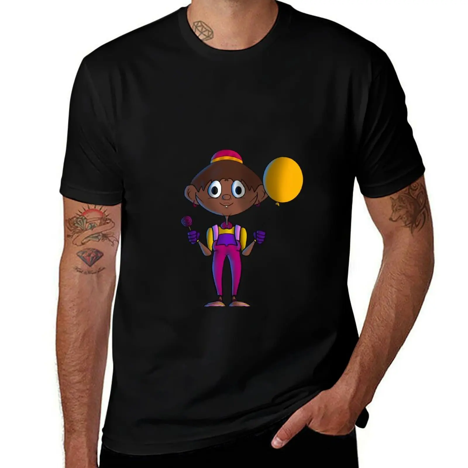 

Fun Clown with balloons and pacifier - with blue glow T-Shirt anime baggy shirts graphic t shirts Men's t-shirt
