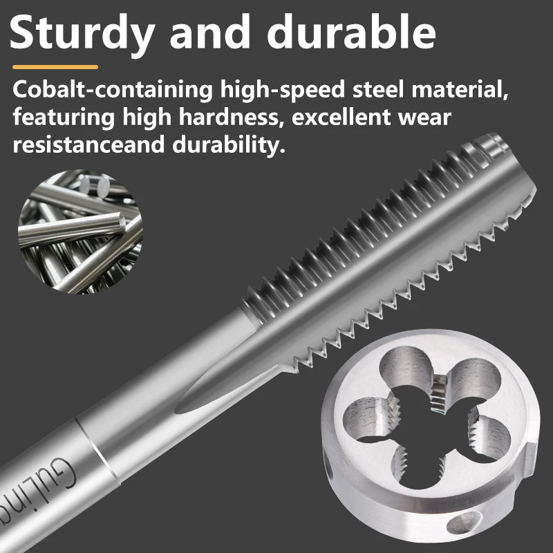 GULING 1SET6542 Left/Right Trapezoid Taps and Round Die Set TR8 10 12 14 16 18 20 22 24 26 28 30 32X1.5/2/3/4/5/6 TRound Die Tap