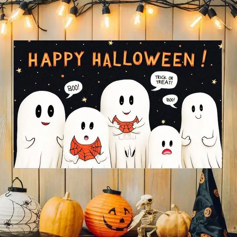 VIKAMA Halloween Tapestry Happy Halloween Cartoon Ghost Background Wallpaper Suitable for Party Children's Room Decoration