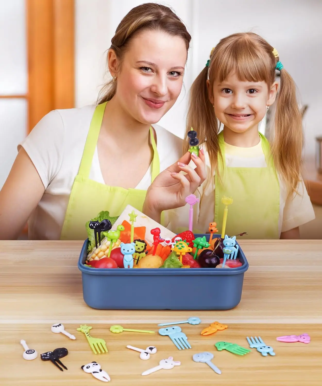 Mini-Frucht-Lebensmittel-Picks für Schulkinder, Kinder, Bento-Lunchbox, Zubehör, niedliches Cartoon-Tier, Bär, Zahnstocher-Set – Detail 3