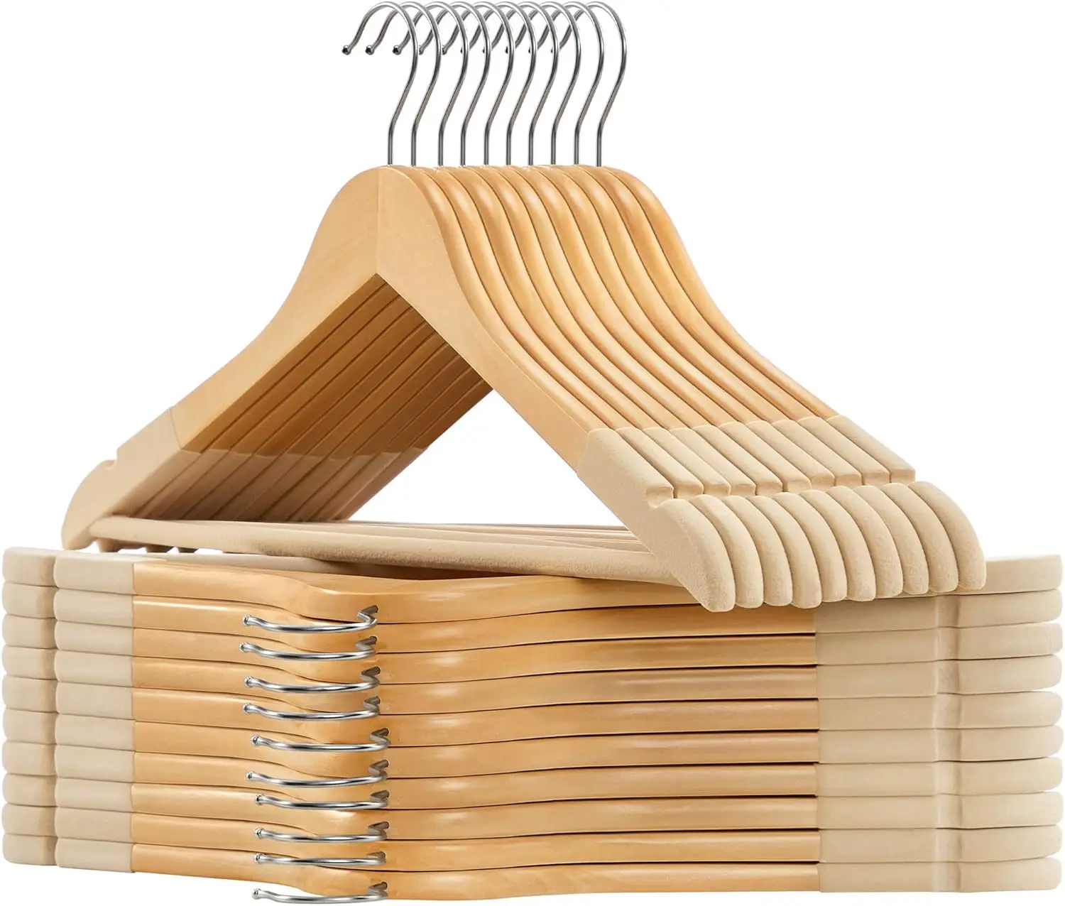 

Вельветовые деревянные вешалки, набор из 20 штук с нескользящей поверхностью, выемками для плеч, планкой для брюк и поворотным крючком для курток и рубашек