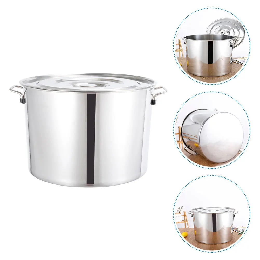 1 قطعة وعاء حساء الفولاذ المقاوم للصدأ مع غطاء سعة كبيرة لعصيدة الأرز المعكرونة تخزين الزيت وعاء تخزين متعدد الأغراض مقاوم للصدأ