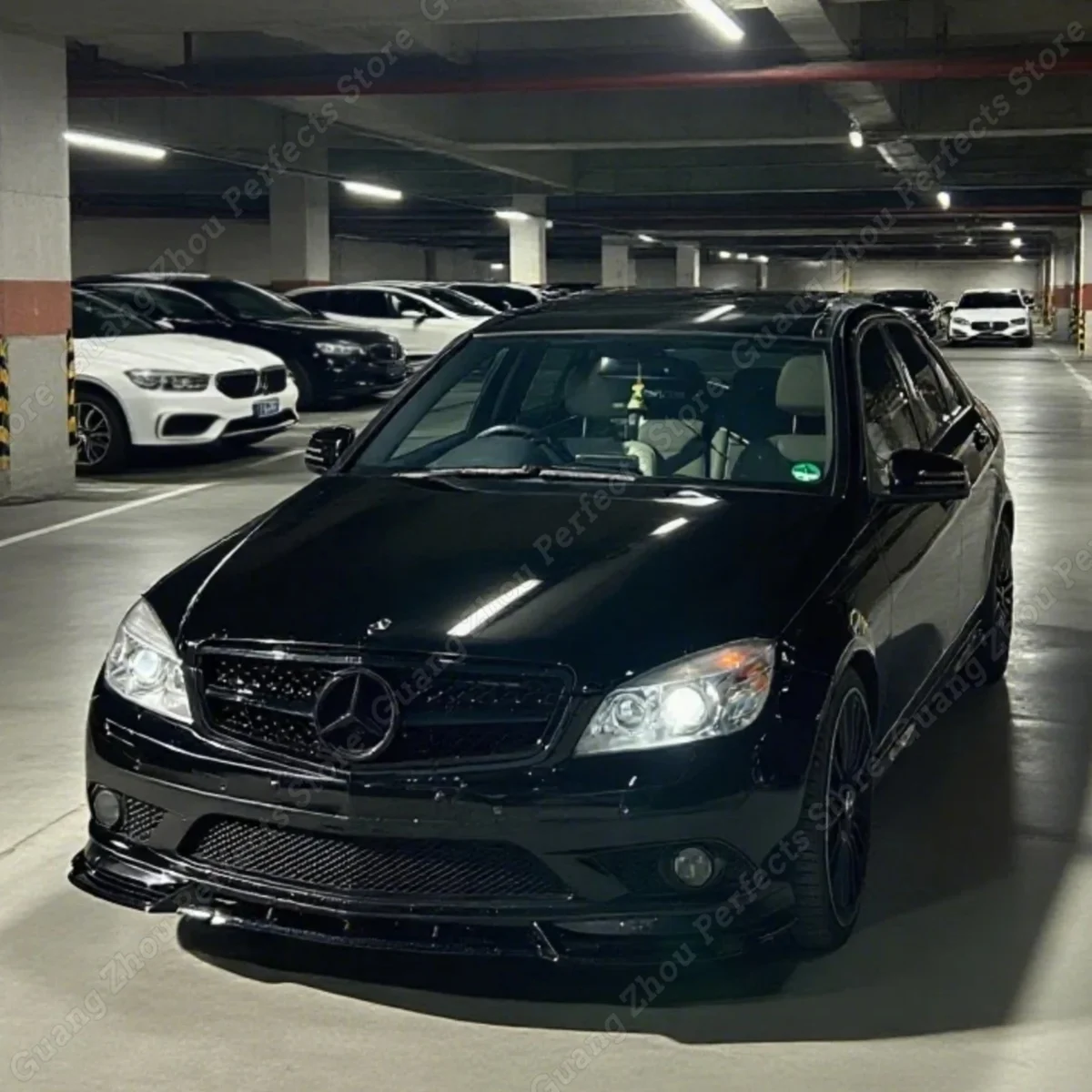 For Mercedes-Benz C Class W204 S204 C200 C220 C250 AMG Line 2007-2011 Pre-Facelift Car Front Bumper Lip Splitter Spoiler Bodykit view 3