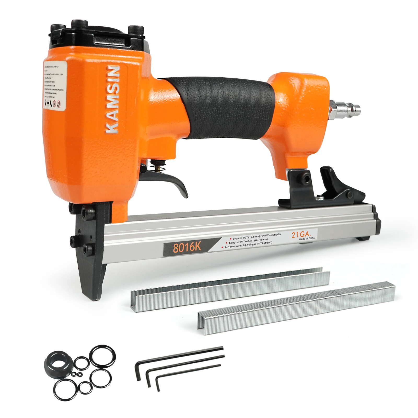KAMSIN 8016k Bekledingsnietmachine, 21Guage doe-het-zelf-gereedschap voor huishoudelijk gebruik, nietmachine met fijne draad, 1/2'' kroonspijker, 1/4'' - 5/8'' lengte So