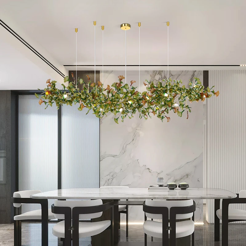 Modern Gingko Chandelier Custom Lights Luxury Glass Chandelier Suitable For Dining Room Living Room Villa Home Decor Gloss