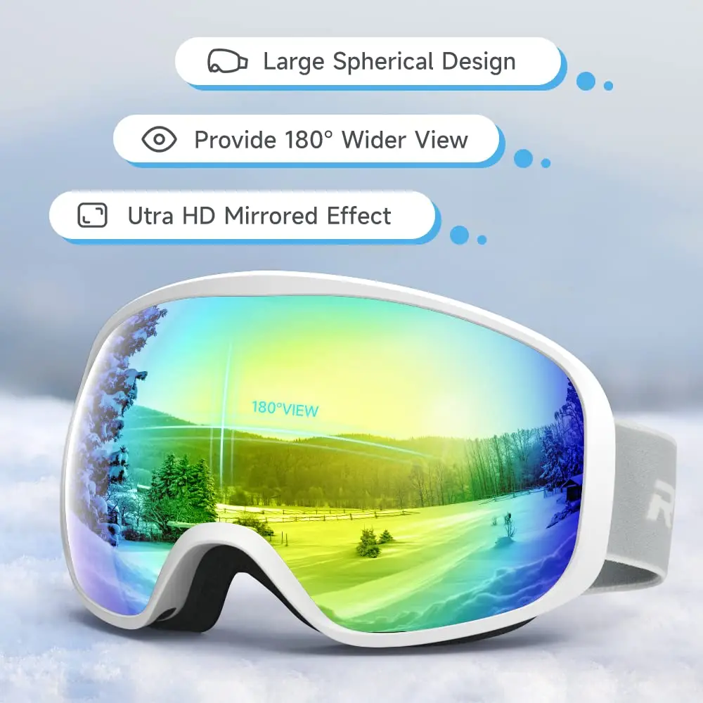 Kids Ski Goggles Snowbaord Goggles for Boys Girls Toddler Age 3-10 Helmet Compatible/UV Protection/OTG/Wide Vision