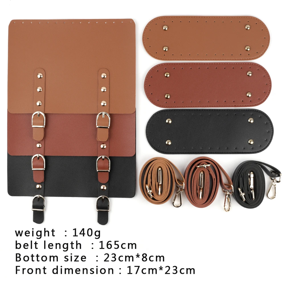 3pcs /set Leather Bag Strap Handmade Handbag Woven Set Shoulder Strap Leather Bag Bottom DIY Bag Backpack Women Bag Accessories