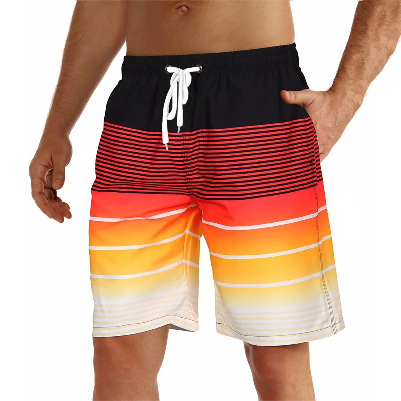 

Short Pants for Men, Lightweight, Regular Stripe, Beach Short Pants, Breathable, Casual Drawstring Fitness Shorts, 2024