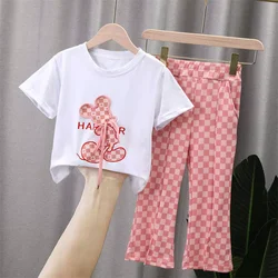 Girls Clothing Sets Summer New Kids Fashion Short Sleeve Suits Print T-Shirts+Pants 2Pcs Children Sweet Outfits 2-10 Years