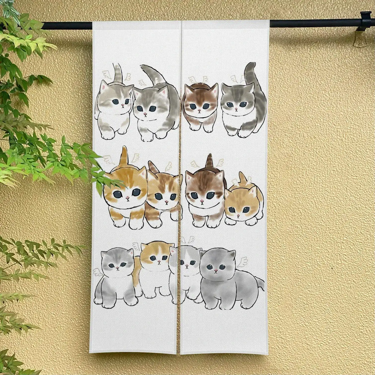 Cute Funny Cat Door Curtain Noren Room Kitchen Shoe Cabinet Partition Blocking Curtain Bedroom Entrance Decorative Half Curtains