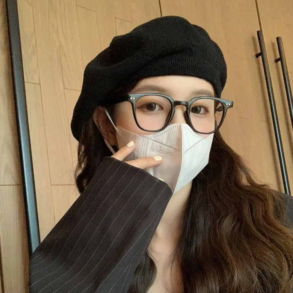 

Fashion Knitted Women Berets Keep Warm Solid Color British Beanie Hat Korean Style Elastic Artist Hat Autumn