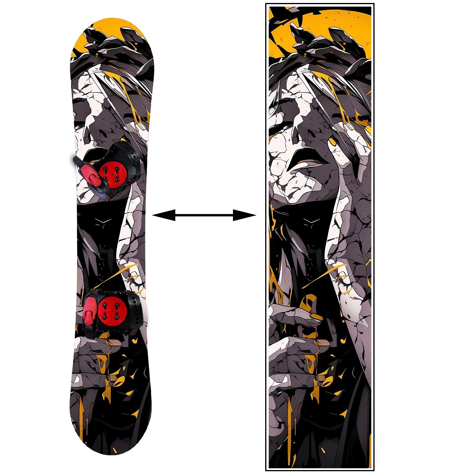 

1 black orange crack, trend snowboard sticker, snowboard personalized decoration sticker, snowboard sticker, snowboard surface