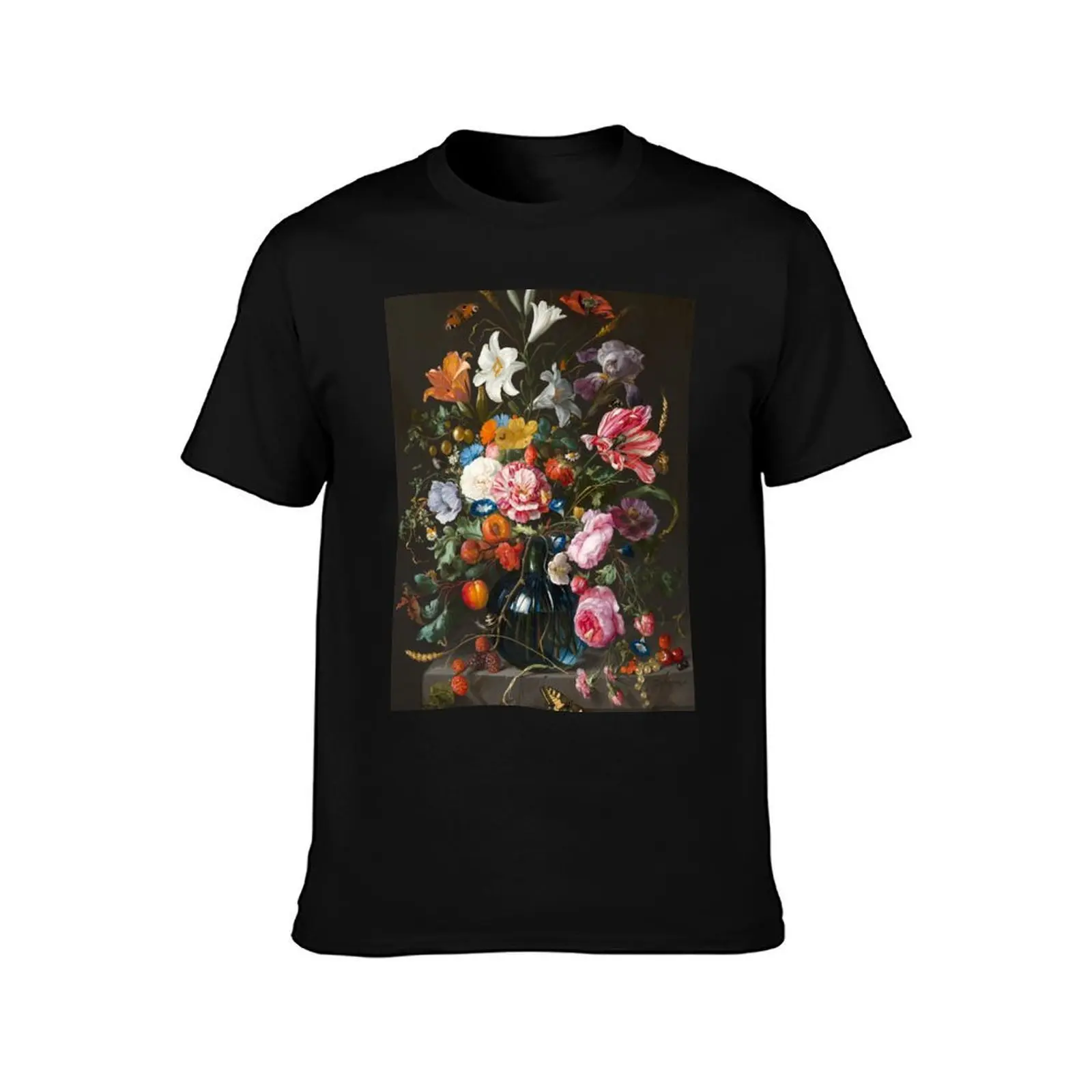 Vase of Flowers by Jan Davidsz. de Heem T-Shirt, Summer Casual Cotton Tee, Oversized Streetwear Tops, Vintage Graphic Print