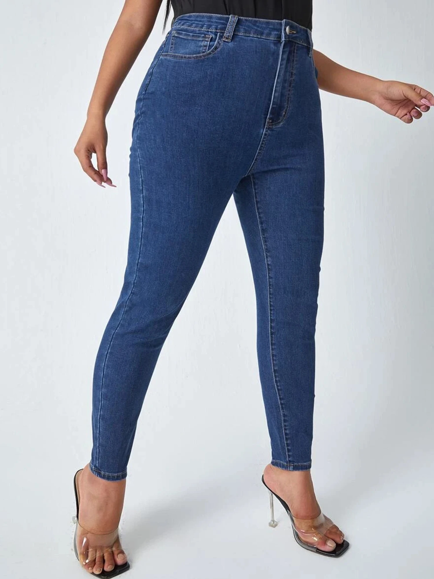 Plus Size Jeans for Women High Rise Stretchy Women Jeans Curvy 200kgs Jeans Full Length Skinny Denim Pencil Pants for Mom