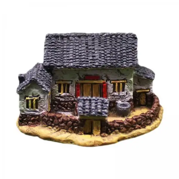 Micro Village House Resin Miniature Gardening Landscape Cottage Ornament for Garden Wall Decoration and Yard Display