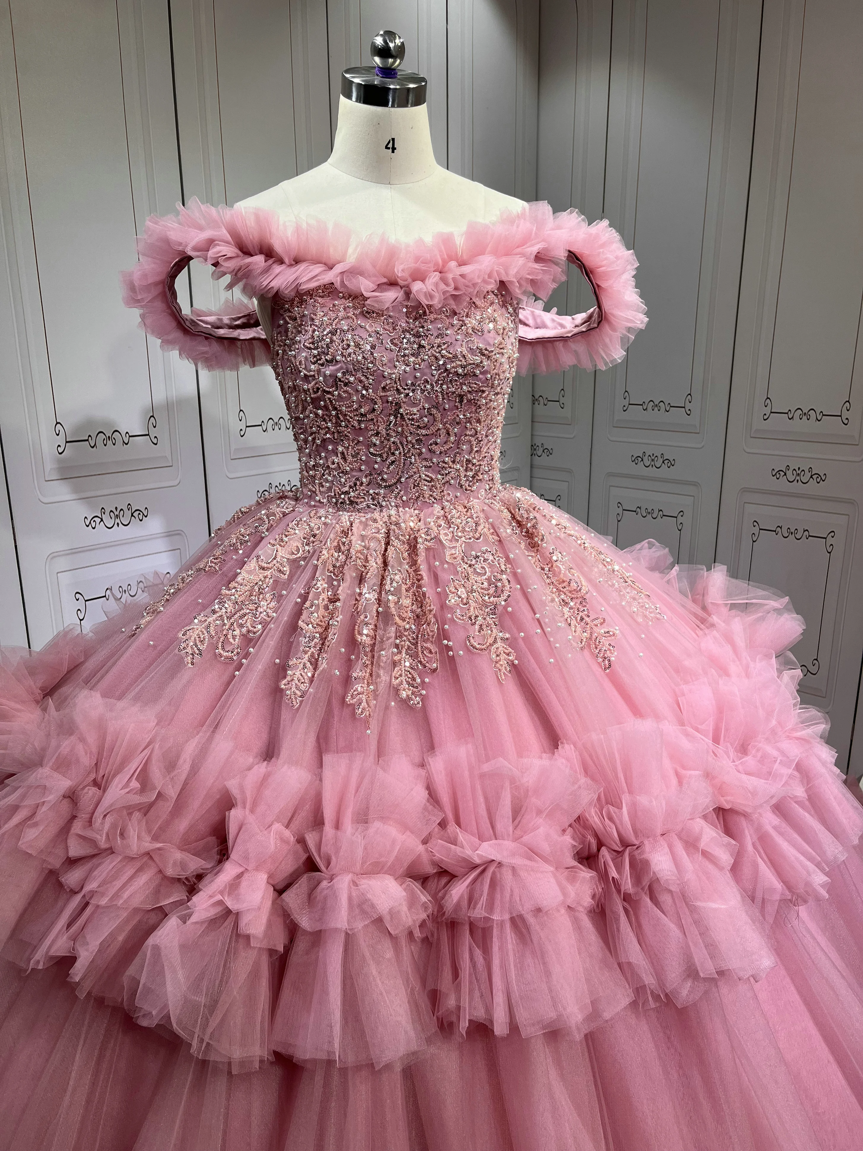 Robe de Rhpersonnalisée à volants, robes de Quinceanera, douce robe de soirée, mauve, éducative, 15 ans, 16 ans, 2025