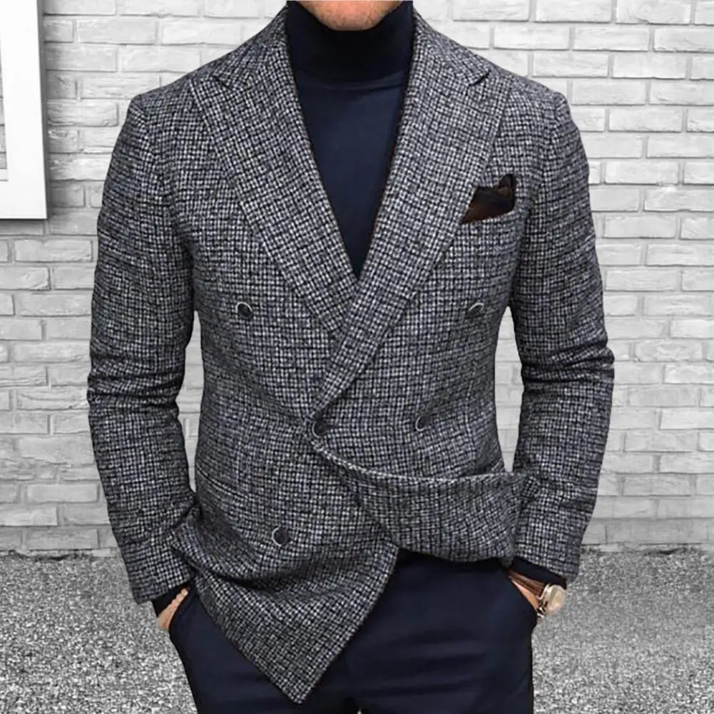 Autumn Men Jacket Suit OneButton Classic Houndstooth Korean Style Blazer Non-ironing Mens Wedding Tuxedos Suits Blazer Masculino