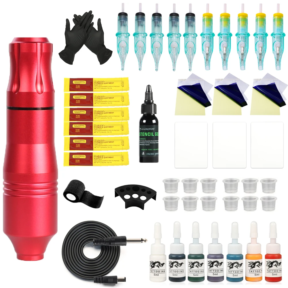 

Professional Tattoo Machine Kit For Beginner Rotary Tattoo Pen With Cartridge Needles And Other Tattoo Supplies For Body Art