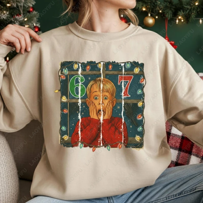 

Christmas Meme Home Alone 6 7 Funny Holiday Jumper Unisex Crewneck Pullover Gift for Movie Fans Men Women Winter Xmas Sweatshirt