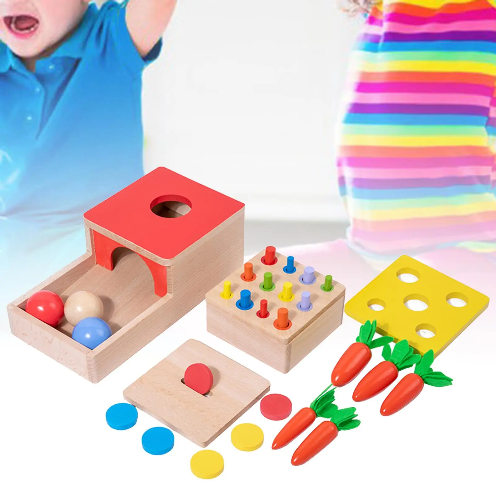 Montessori Object Permanence Box rozwojowa zabawka interaktywny kształt Sorter ciągnięcie marchewki gry dla chłopców małe dziewczynki prezenty