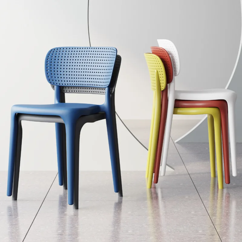 

Nordic Modern Bar Stools Simple Multi-color Dining Plastic Desk Stool Creative Hollow Backrest Living Room Kitchen Furniture