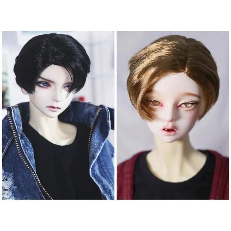 

Парик для кукол BJD, подходит для 1/3, 1/4, 1/6, универсальный, стильный, мужской, с боковыми прядями, из молочного шелка, короткие волосы, золотистый.