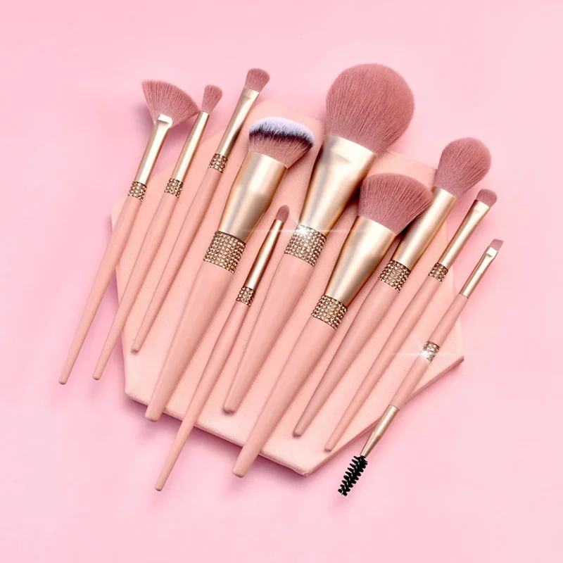 ชุดแปรงแต่งหน้าเพชรระดับมืออาชีพ 10 ชิ้น สำหรับรองพื้น อายแชโดว์ แป้ง บลัชออน คิ้ว ขนตา เครื่องมือความงามสำหรับใบหน้า