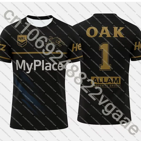 2025 New Mens 홈 럭비 저지 T 셔츠 스포츠웨어 라스베가스 탑 Penrith Panthers 1 의류 남성 키즈 소년 남성 기차 팀 티