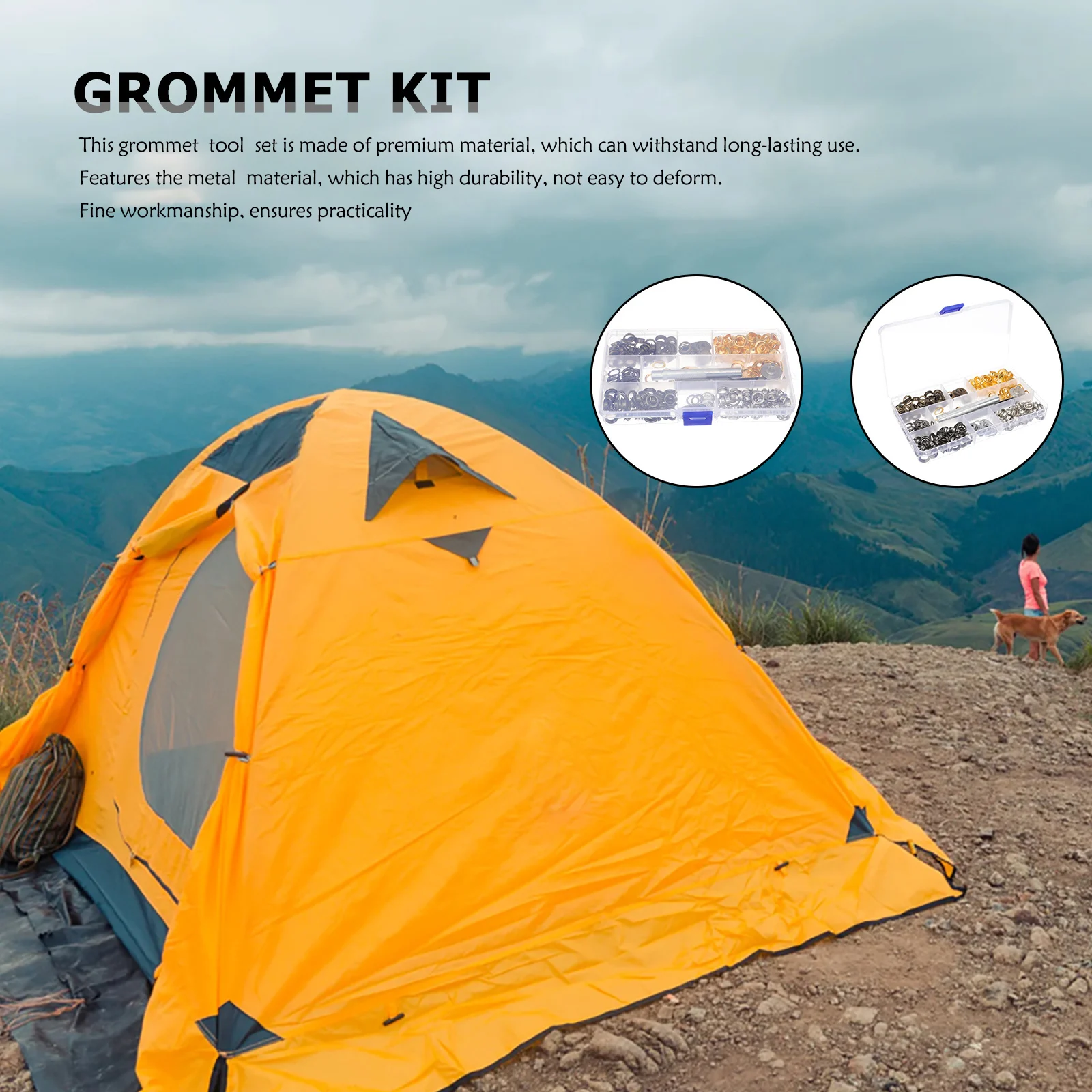 

1Set Grommet Kit Eyelets Tool for Fabric Crafts Tarp Tent Shoe Bag Curtain Repair Kit Grommets for Fabric Eyelets and Grommets
