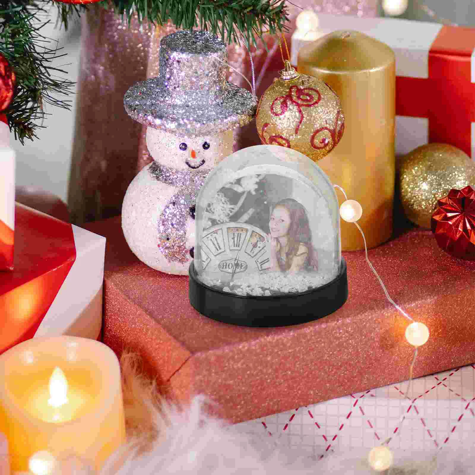 Clear 4x5 Snow Globe Photo Frame Snowball Mini with Picture Insert Dome Plastic Globes for Kids