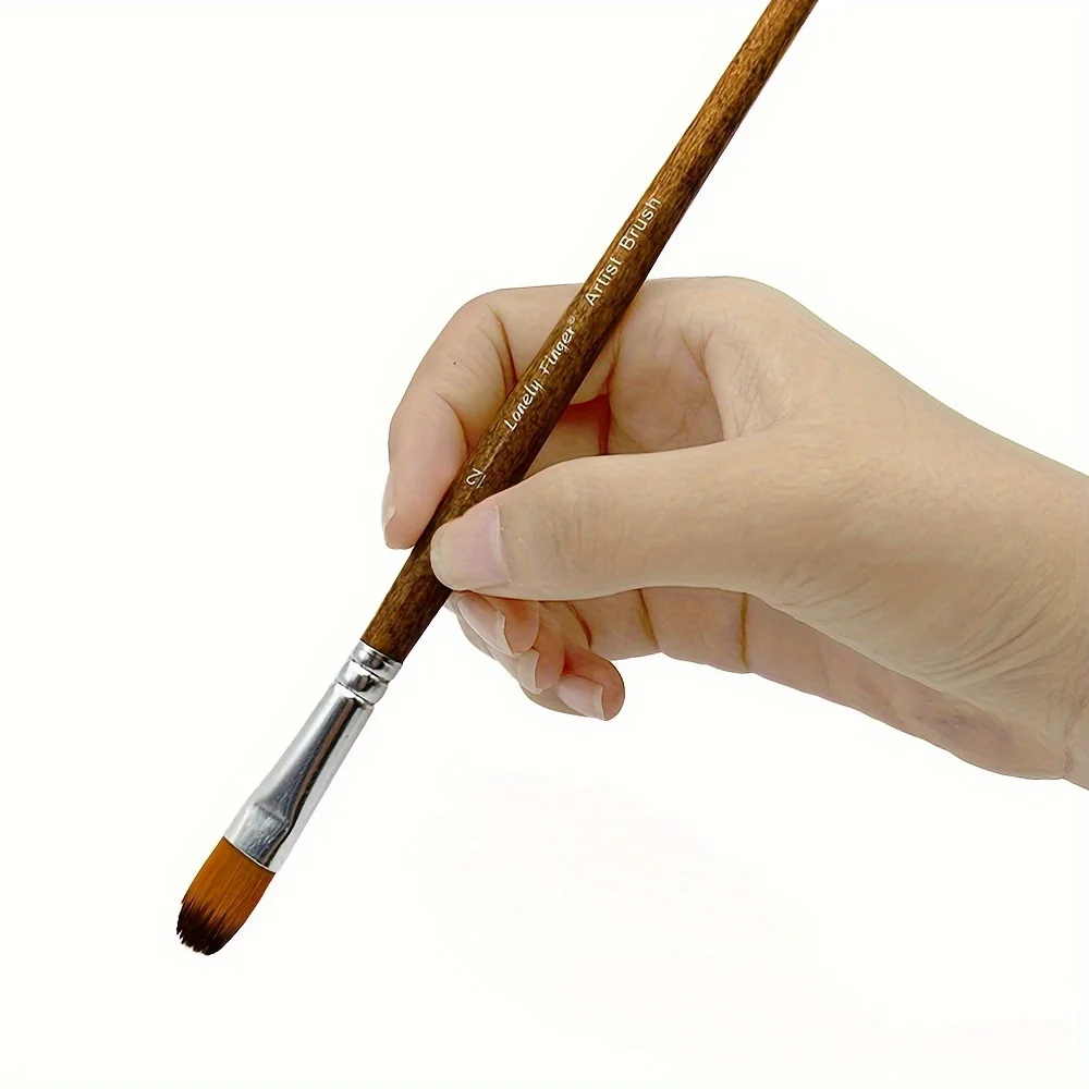 مجموعة فرش طلاء فلبرت للفنان الاحترافي مكونة من 12 قطعة - شعر نايلون عالي الجودة مضاد للتساقط، للأكريليك والألوان المائية والرسم الزيتي #4