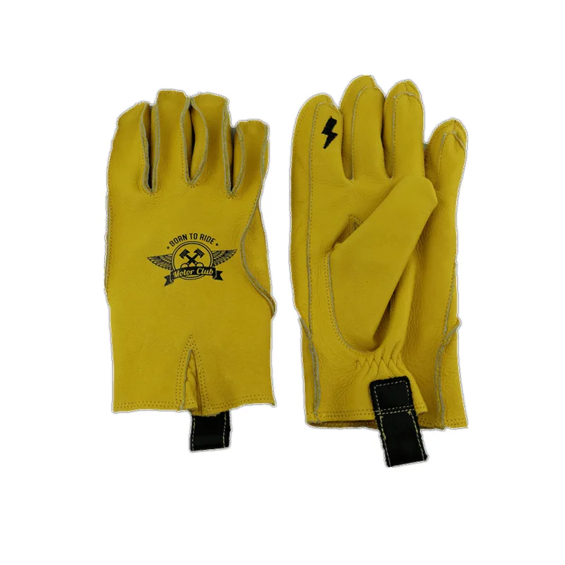 Motorcycle first layer cowhide driving leather tooling punk outdoor bear claw curved finger riding retro locomotive gloves
