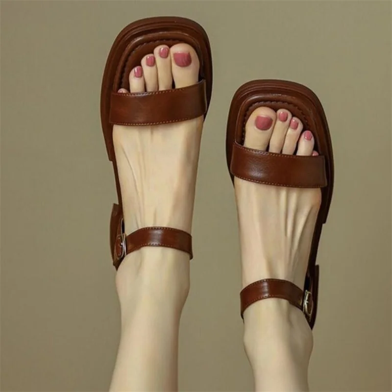 

Summer 2025 women's shoes, low heel, genuine leather, simple, large size 35-42, women's outdoor casual shoes