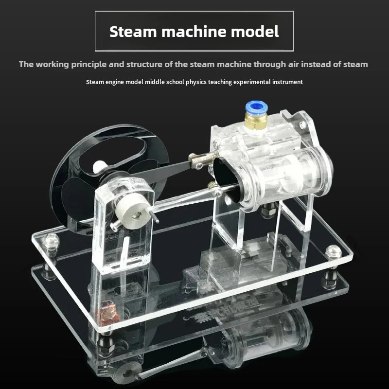 Modelo de motor de vapor, motor de potencia térmica, pistón, movimiento alternativo, juguete, experimento científico, ayuda para enseñanza